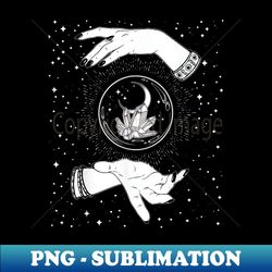 retro vintage witchy crystal ball witch hands,stars,crescent - vintage sublimation png download - perfect for sublimation art