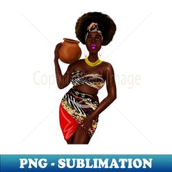 african woman holding a pot traditional african style - decorative sublimation png file - unleash your creativity