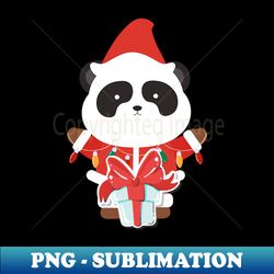 Cute Panda Ready For Christmas - Creative Sublimation PNG Download - Vibrant and Eye-Catching Typography