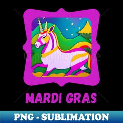 mardi gras colorful unicorn - png transparent sublimation design - add a festive touch to every day