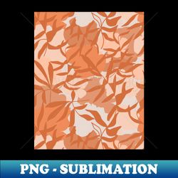 contemporary collage pattern terracotta abstract shapes and tropical leaves - png transparent sublimation design - bold & eye-catching