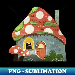 cat in a mushroom house - premium sublimation digital download - perfect for personalization