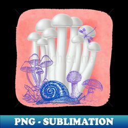 blue snail white mushroom - premium sublimation digital download - unlock vibrant sublimation designs