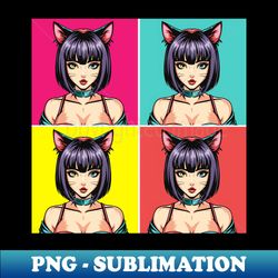 cat girl in pop art style - professional sublimation digital download - capture imagination with every detail