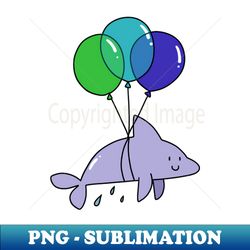 dolphin with balloons - decorative sublimation png file