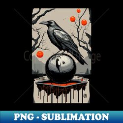 crow on black ball - decorative sublimation png file