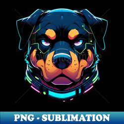 cyberpunk neon furry anthro rottweiler - high-quality png sublimation download