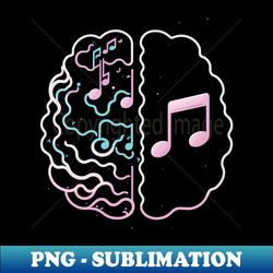 musician brain with music notes - retro png sublimation digital download