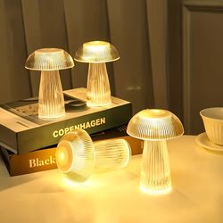 1pc creative crystal mushroom jellyfish table lamp, decorative atmosphere light, desktop decorative lamp,  mushroom lamp