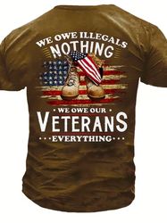 innovative 'salute to veterans' t-shirt for men, crew neck, short sleeves, "we owe our veterans everything"  t shirt usa