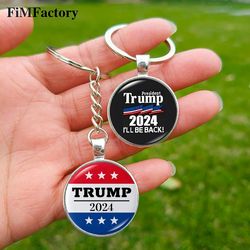 trump 2024 flag keychain, usa metal pendant key ring for fans gift jewelry, american flag keychain, gift for him/her