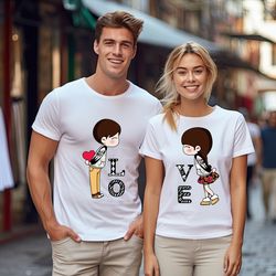 couple love valentine shirts, illustration valentines day couple sweatshirt, gift for her valentine hoodie, magic love v