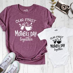 first mothers day shirt, mommy and me outfit, mom and baby tee, mother day gift, new mom gift, mother and baby,mom baby