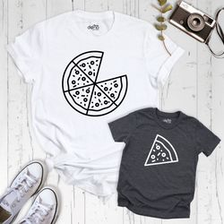 pizza and pizza slice matching shirt, pizza t-shirt, daddy and me pizza shirt set, parent-child pizza t shirt, pizza mat
