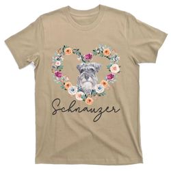 schnauzer dog flower heart funny mothers day gift t-shirt