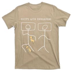 sleeps with chihuahua dog funny mothers day gift t-shirt