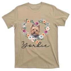 yorkie dog flower heart funny mothers day gift t-shirt