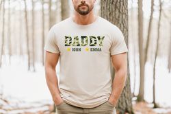 dad custom shirt,personalized dad shirt with kids names, camouflage print tee,custom papa shirt,gift for daddy, fathers