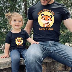 tiger fathers day gift, tiger first fathers day personalized matching shirts, dad  baby matching tiger shirt, fathers da