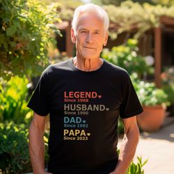 custom papa shirt with years,papa with year shirt,gift for grandpa,fathers day shirt,legend husband dad papa shirt,the l