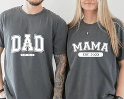 comfort colors mama established 2023 shirt, new dad shirt, gift for new mom, pregnancy announcement shirts, mom est 2023