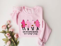 on wednesdays we wear pink shirt, cancer awareness, halloween pink day shirt, pink ribbon shirt, cancer fighter shirt, p