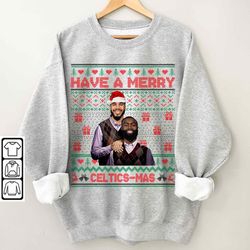 jayson tatum jaylen brown boston basketball shirt, celtics vintage 90s christmas sweatshirts, have a merry xmas shirt pt