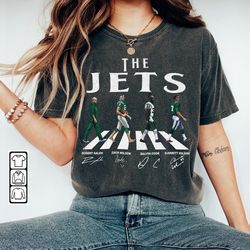 jets walking abbey road signatures football shirt, robert saleh, zach wilson, dalvin cook, garrett wilson, new york vint