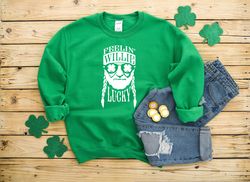 feelin really lucky st patricks day heavy blend crewneck sweatshirt, funny st patricks day, st paddys day, lucky, green