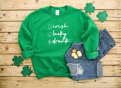 irish lucky drunk st patricks day heavy blend crewneck sweatshirt, funny st patricks day st paddys day funny st patricks