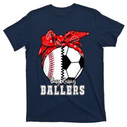 busy raising ballers baseball soccer bandana mothers day t-shirt