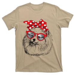 pomeranian dog mom bandana sunglasses mothers day t-shirt