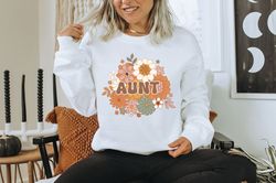 Aunt Sweatshirt, Fall Floral Aunt Crewneck, Aunt Sweater, New Aunt shirt, Best Aunt Hoodie, Pregnancy Announcement gift,