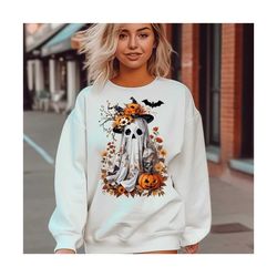 halloween ghost shirt, floral pumpkin shirt, halloween ghost sweatshirt, flower halloween shirt, vintage retro sweatshir