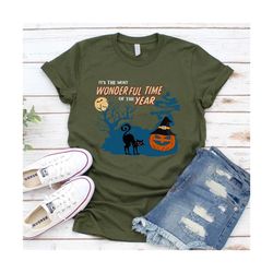 it's the most wonderful time of the year vintage halloween shirt, wonderful time shirt, black cat shirt, pumpkin shirt,