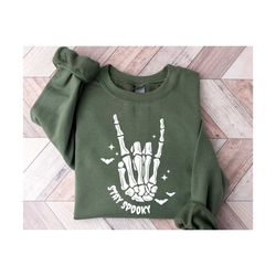 stay spooky sweatshirt, halloween sweatshirt, skeleton hand sweatshirt, retro halloween hoodie, funny halloween shirt, w