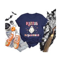 hippie halloween shirt, spooky season shirt, halloween shirt, fall shirt, ghost shirt, flower ghost shirt, vintage shirt