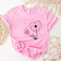 dandelion heart shirt,valentine day tee,wildflower t shirts,dandelion tees for valentine,blossoms shirts,valentines day,