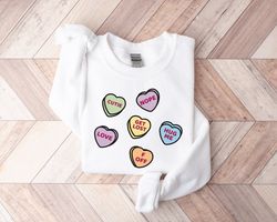 candy hearts shirt, valentines day sweatshirt, womens valentines day sweatshirt, heart shirt, valentines day shirt, vale