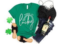 happy go lucky shirt, st pattys shirt, lucky t-shirt, shamrock shirt, woman st patricks day shirt, st patricks day tee