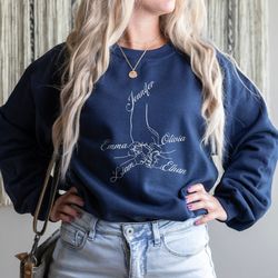 custom mother with four child hand sweatshirt, custom new mom sweatshirt, mothers day sweatshirt, mom and child hands sw