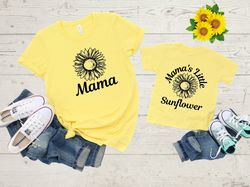 mamas little sunflower shirt, mama sunflower shirt, mama and baby matching shirt, mommy and me shirt, mother and daughte