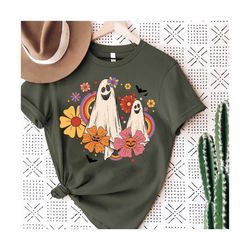 vintage retro halloween tshirt, vintage floral ghost halloween shirt, retro fall shirt, vintage ghost shirt, cute hallow