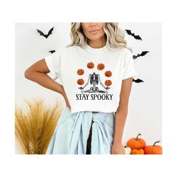 halloween skeleton shirt, stay spooky shirt, meditation skeleton shirt, skeleton yoga shirt, pumpkin shirt, skeleton hal