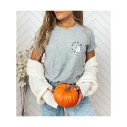 halloween shirt, retro stay spooky pocket shirt, funny ghost shirt, vintage pumpkin season shirt, cute ghost shirt, stay