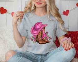 valentines day valentines day boots cowgirl hat and roses women men tee, cute heart t-shirt, cute valentine shirt, teach