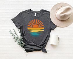 sunset rays wavy shirt,sunshine shirt,summer time,sunset shirt,beach shirt, summer vacation shirt