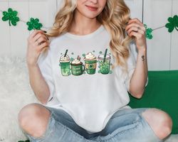 coffee st patricks day shirt, womens cute st pattys day shirt, lucky latte green shirt, irish shamrock clover shirt, wom