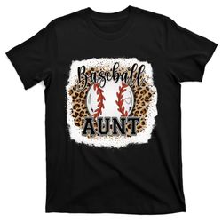 baseball aunt leopard bleached s baseball mothers day t-shirt