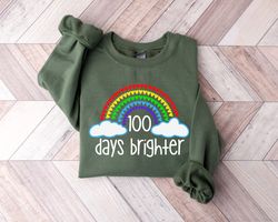 100 days brighter shirt, 100 days of school shirt for girls, rainbow 100 days shirt, teacher shirt, toddler school shirt